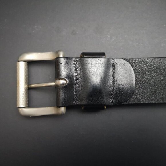 River Worked Jeans Black Genuine Italian Leather Size 32 Unisex Belt - Picture 6 of 8
